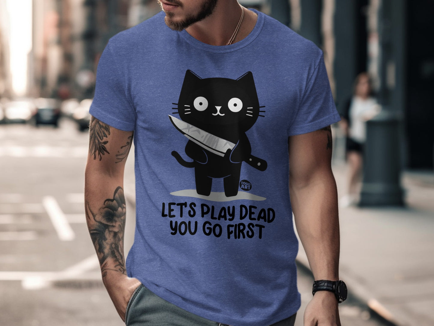 Let's Play Dead You Go First Cat Graphic T-shirt product