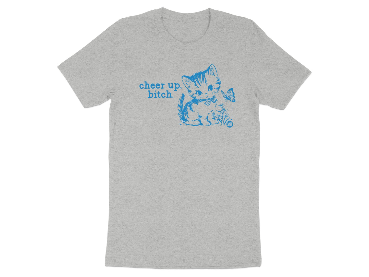 Cheer Up Bitch Kitten Design Grey T-shirt product type