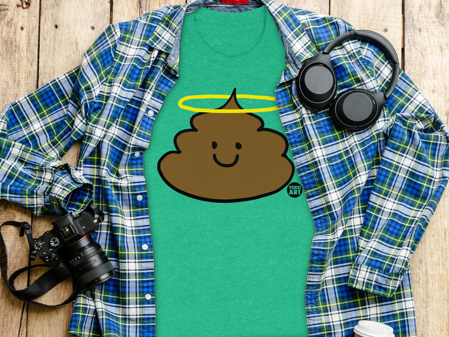 Cute Smiling Poop Emoji with Halo T-shirt product
