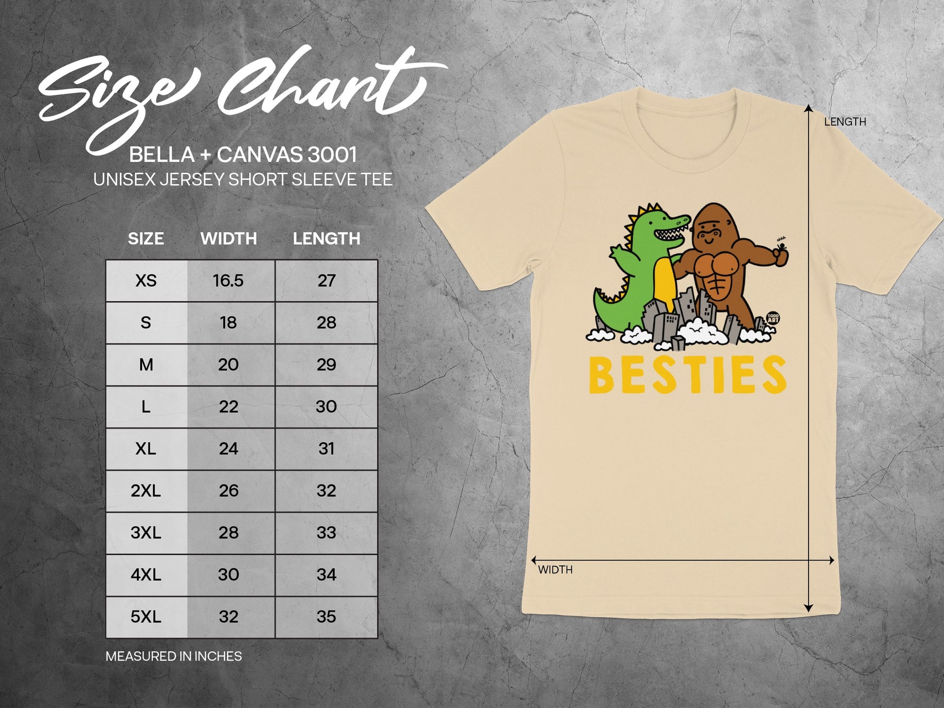 Cute Dino and Gorilla Besties Graphic Tee product