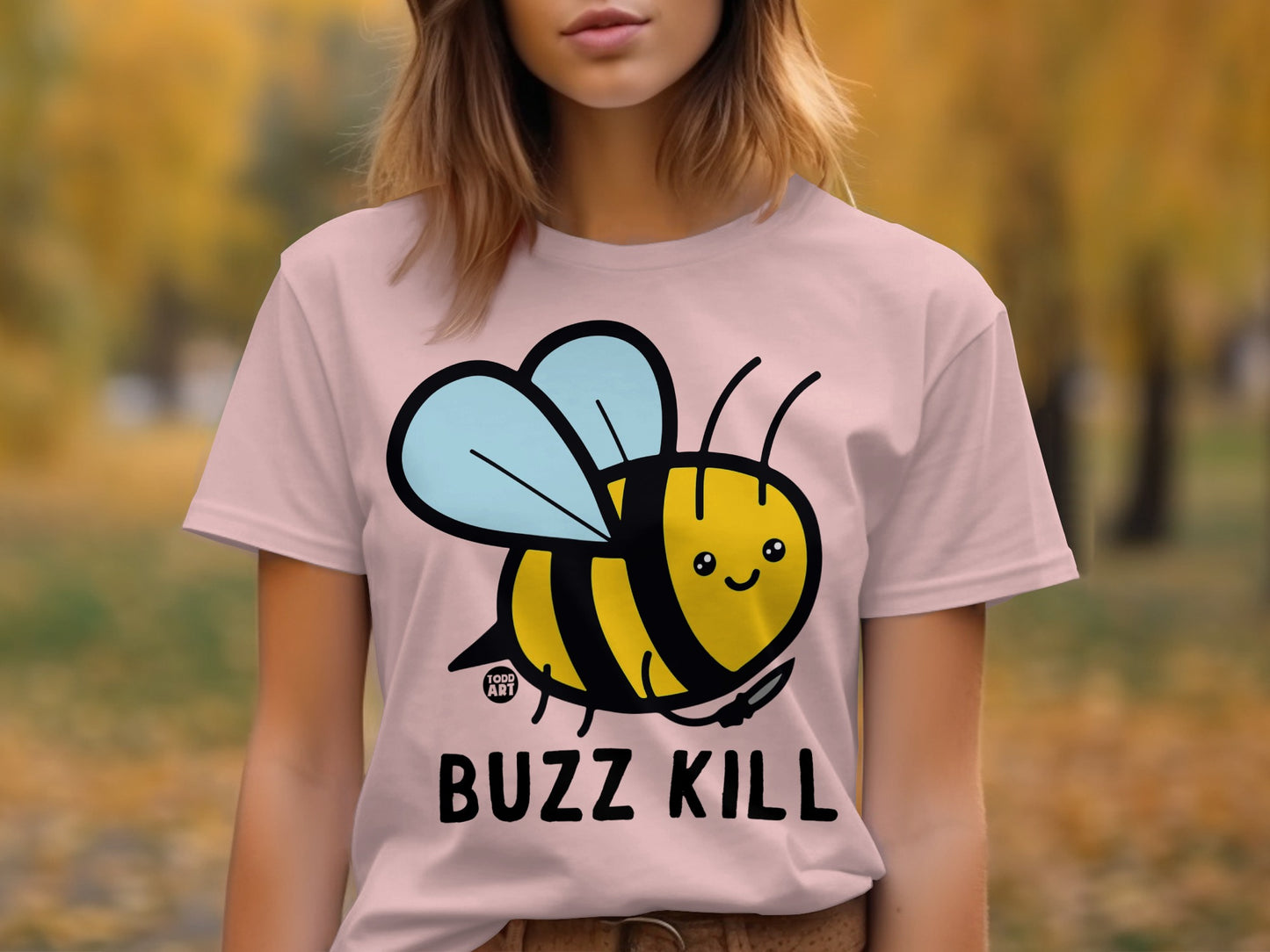 Cute Cartoon Bee Buzz Kill T-Shirt Fun Graphic product