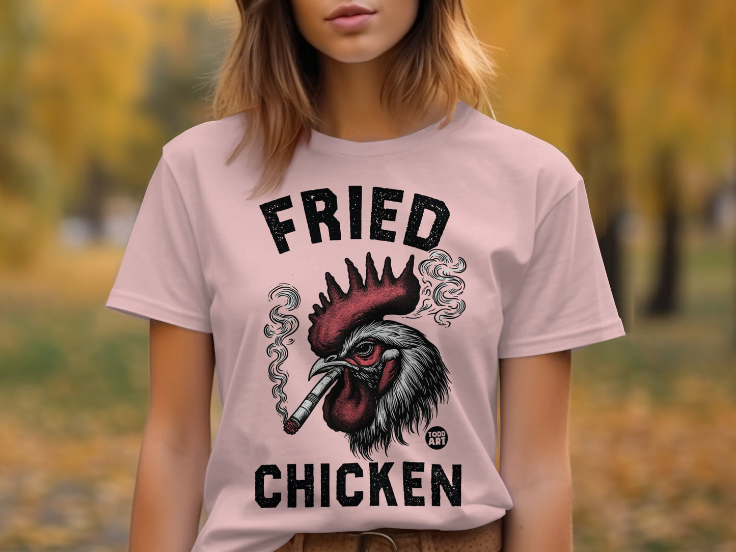 Fried Chicken Smoking Rooster Graphic T-shirt