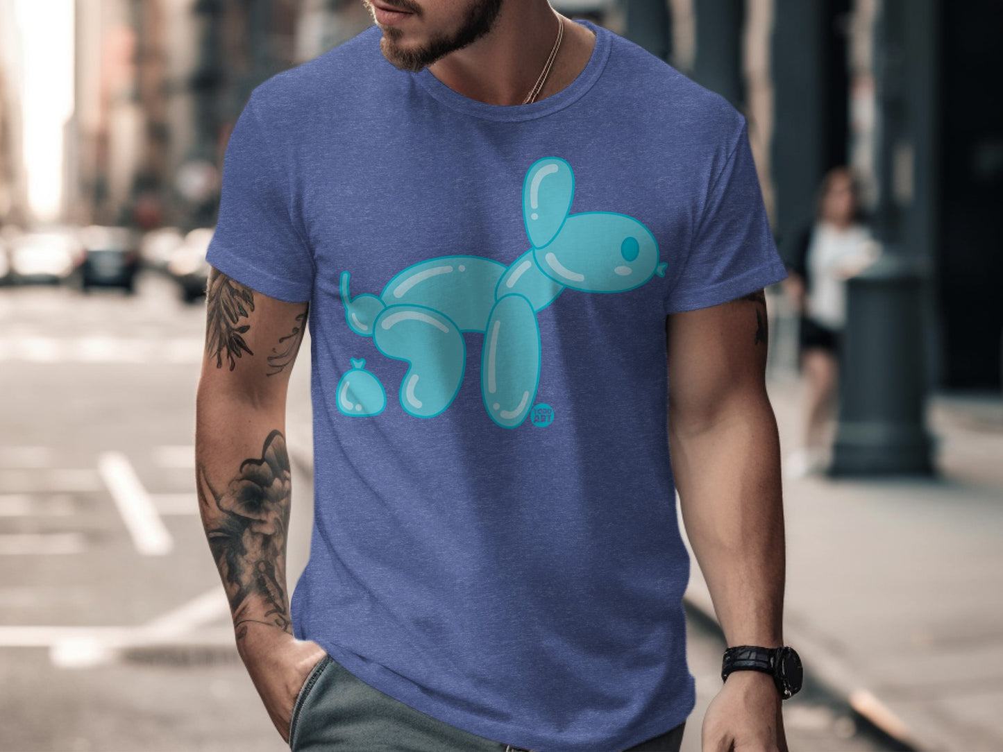 Playful Blue Balloon Dog Graphic Tee