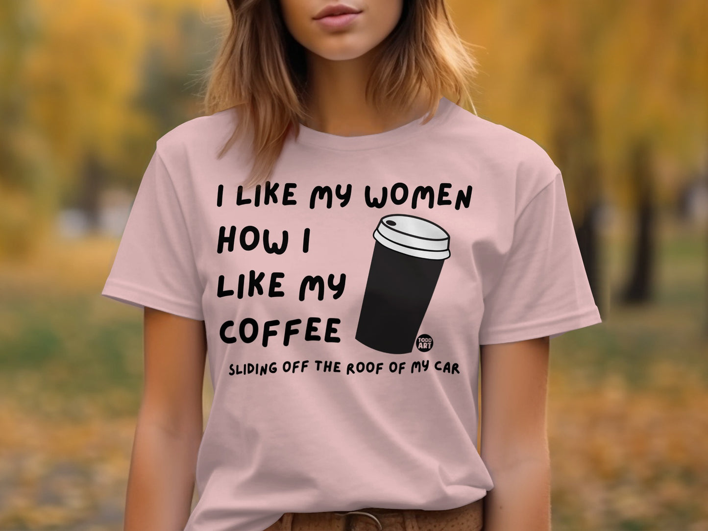 Sliding Off the Roof Coffee Theme T-shirt product