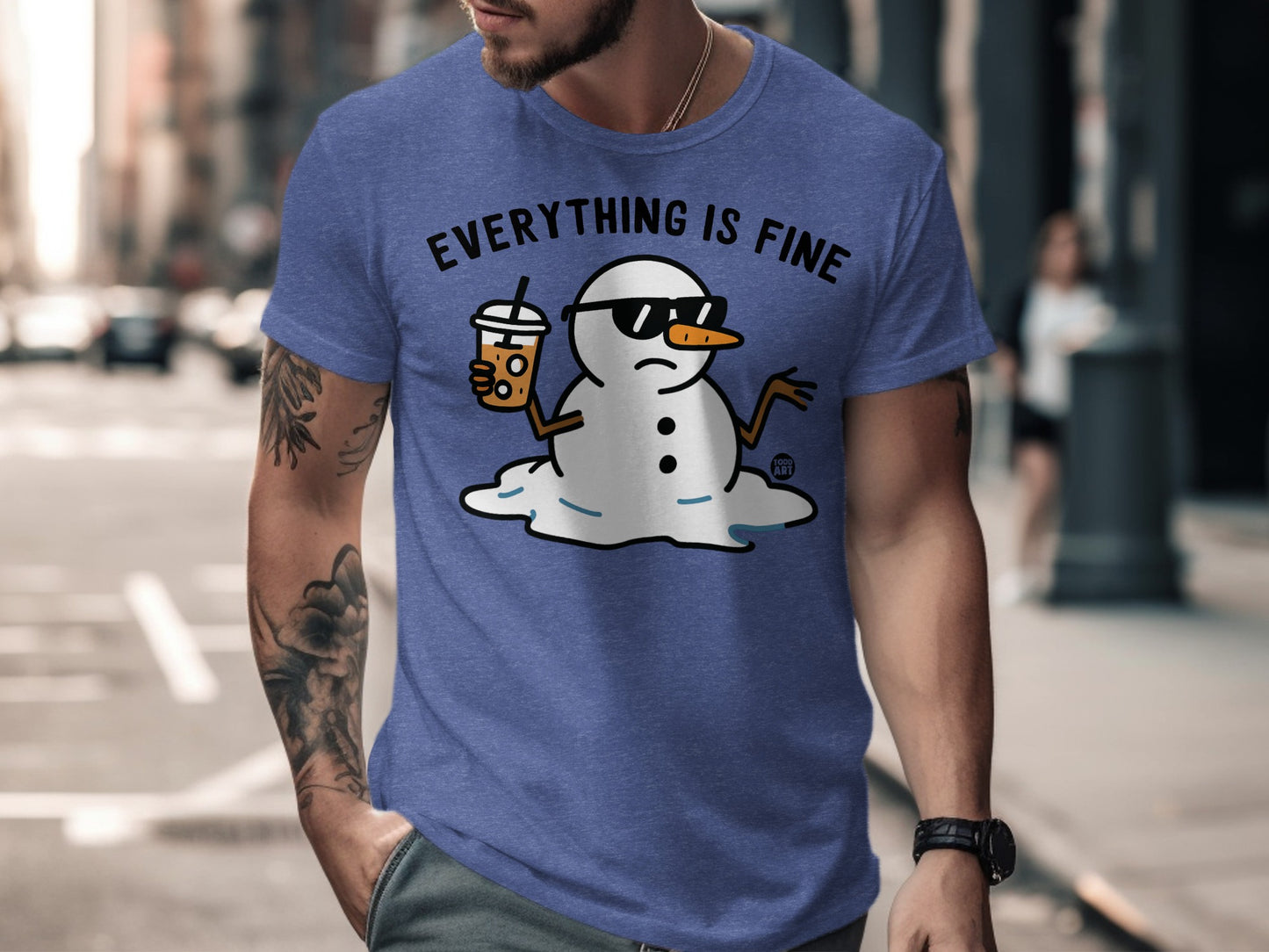 Everything Is Fine Melting Snowman Graphic T-Shirt product