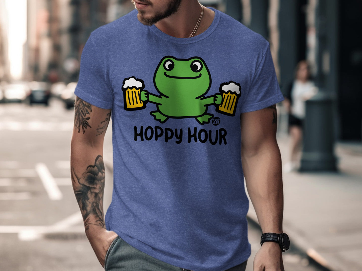 Hoppy Hour Frog with Beers Graphic Tees product type