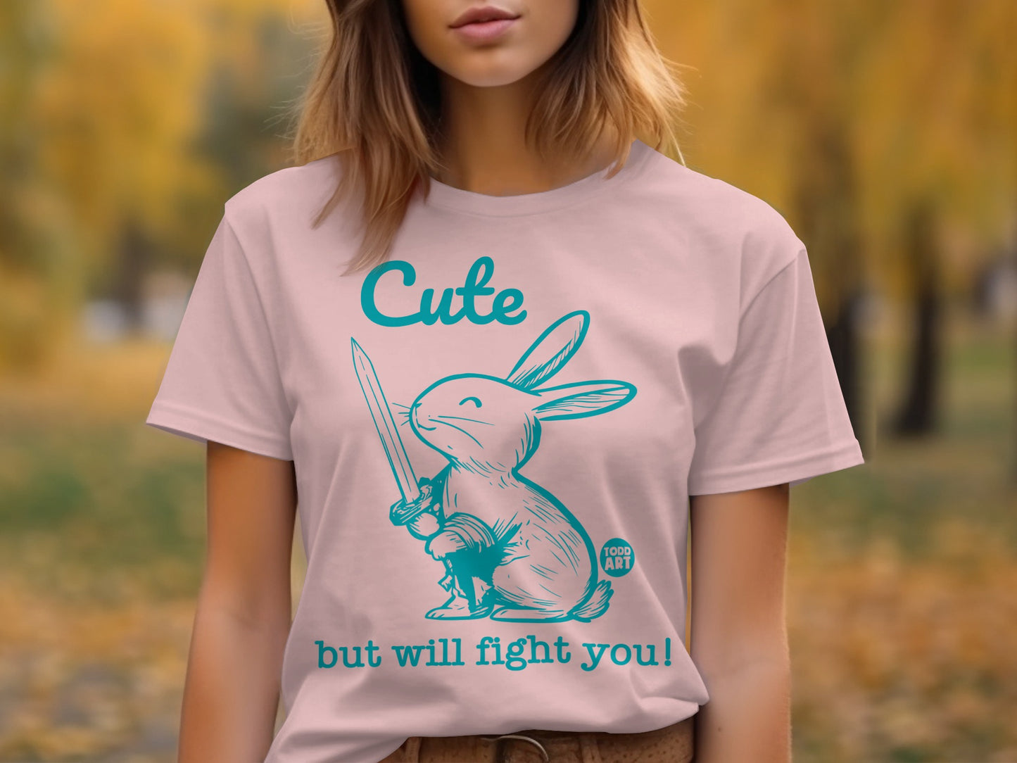 Cute Rabbit with Sword Graphic T-shirt product