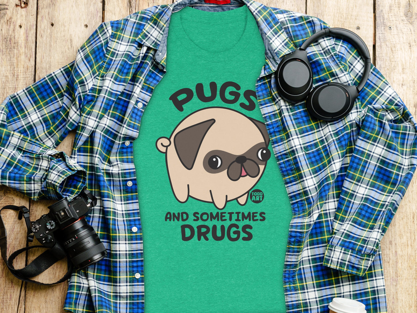 Pugs And Sometimes Drugs Graphic Tee product