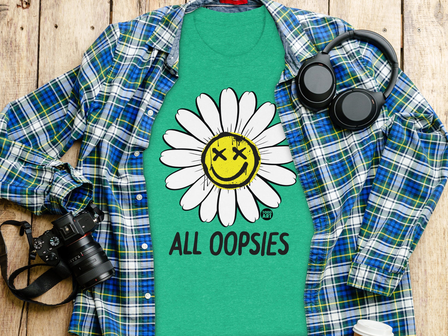 All Oopsies Green T-Shirt With Daisy Design Product