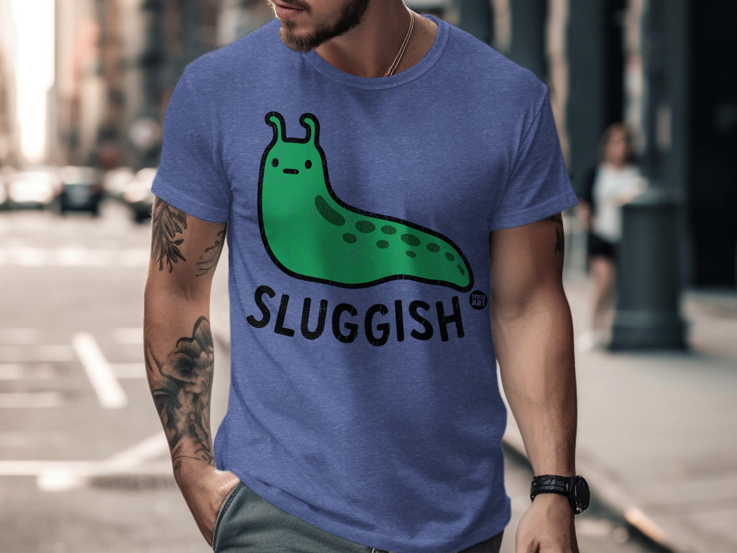 Sluggish Friendly Green Cartoon Character Print product