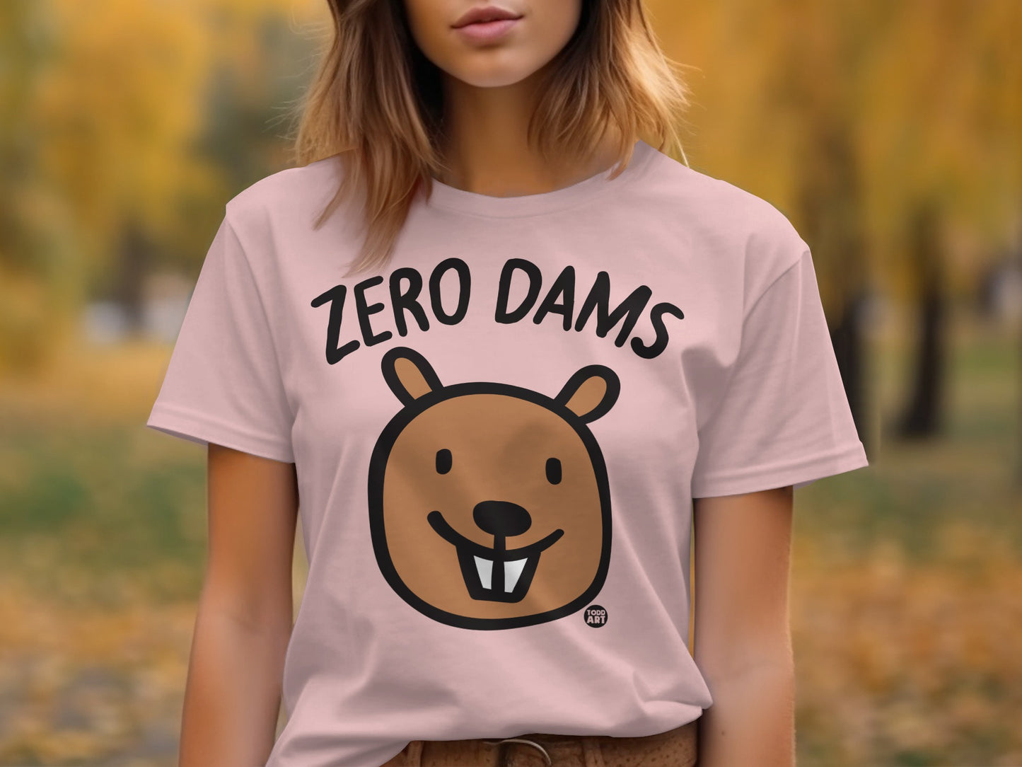 Zero Dams Happy Beaver Cartoon Art T-shirt product