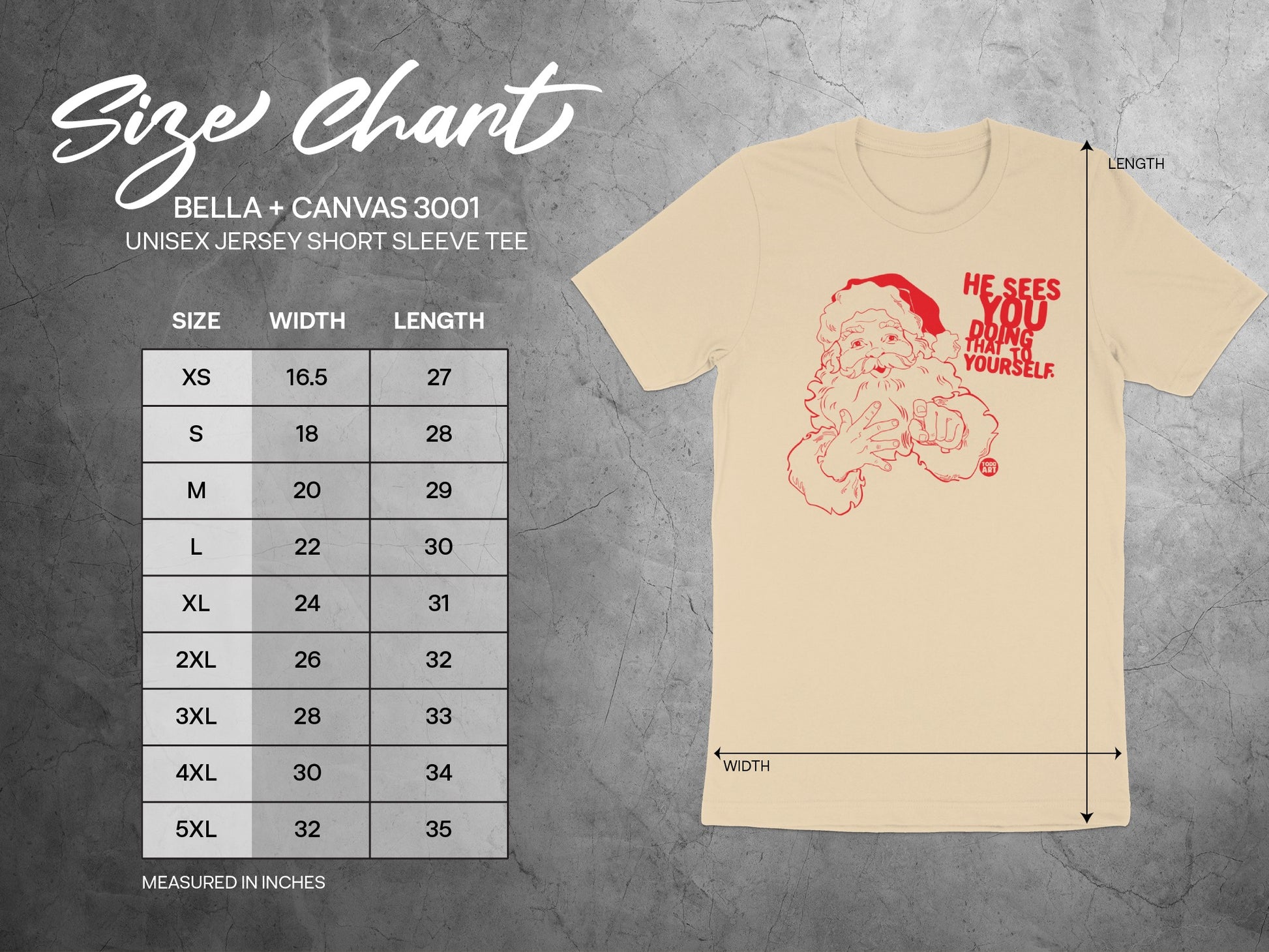 Santa Claus He Sees You Christmas T-shirt product type