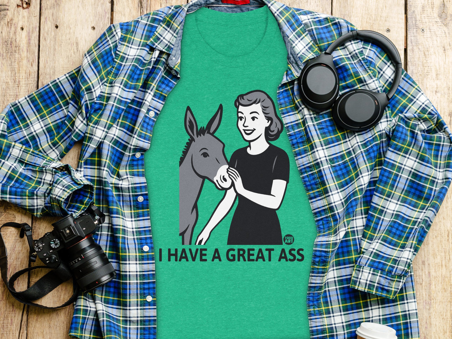 I Have A Great Ass Graphic Print Green T-shirt product