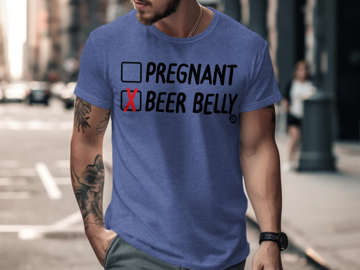 Pregnant Beer Belly Box Checkmark Graphic Shirt product type