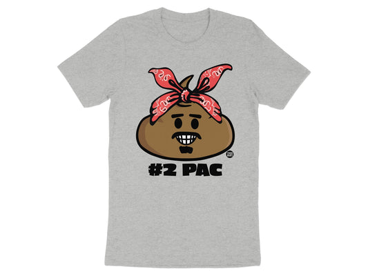 Humorous #2 Pac Design Printed on Grey T-shirt