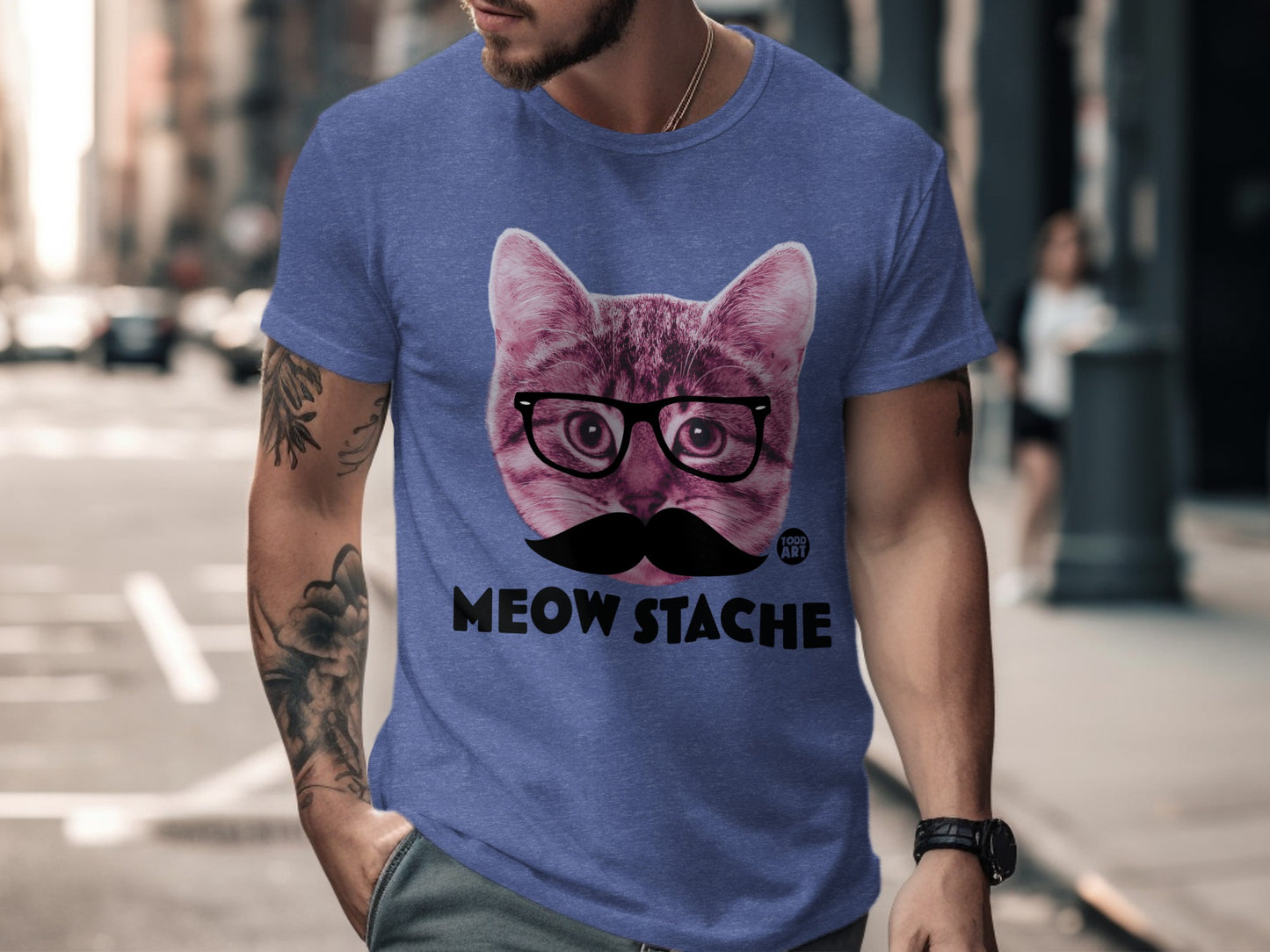 Meow Stache Cat Graphic Design T-Shirt product type