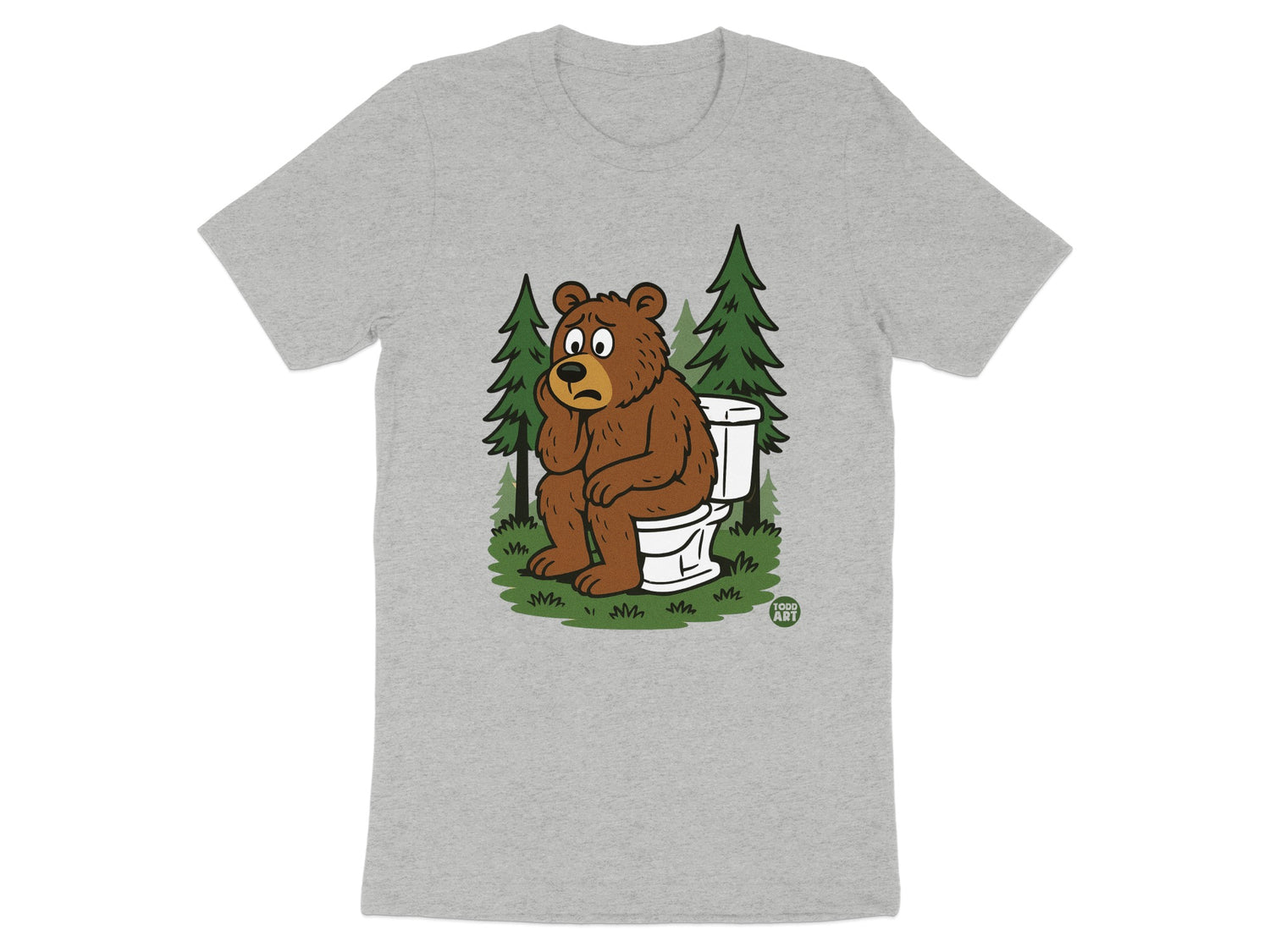 Bear on Toilet in Forest Graphic T-shirt product