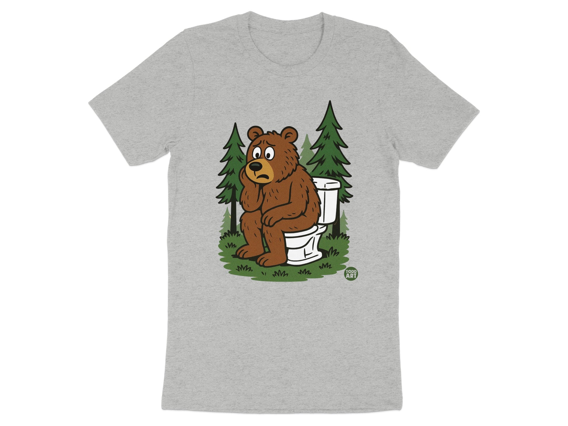 Bear on Toilet in Forest Graphic T-shirt product