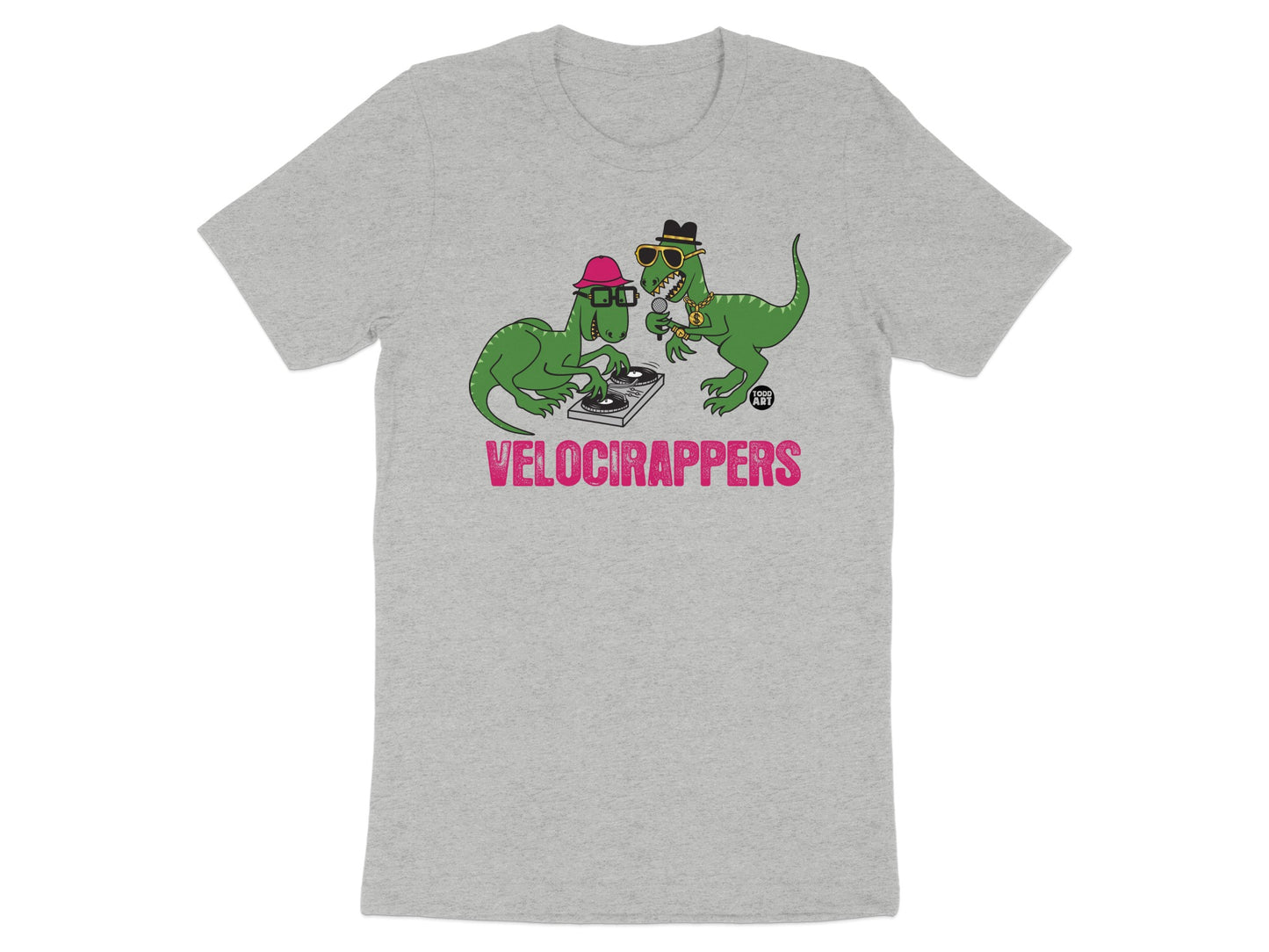 VelociRappers Fun Dinosaur Themed Grey T-Shirt product type