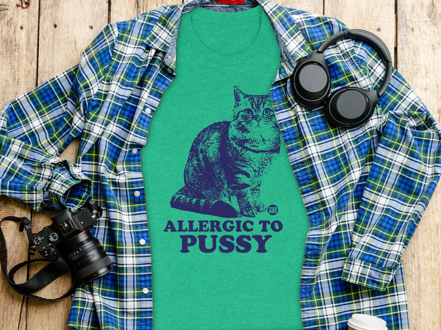 Allergic To Pussy Cat Humorous Graphic Tee product
