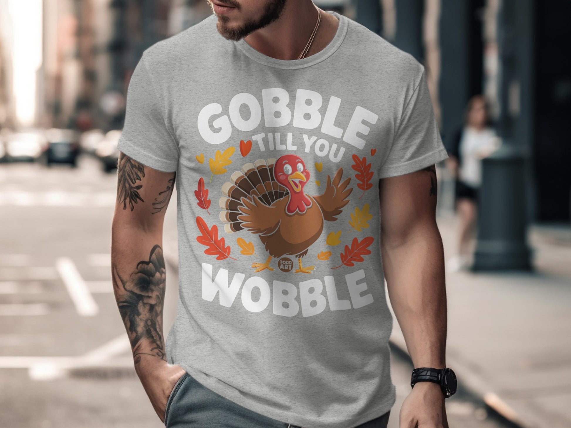 Gobble Till You Wobble Funny Thanksgiving T-Shirt