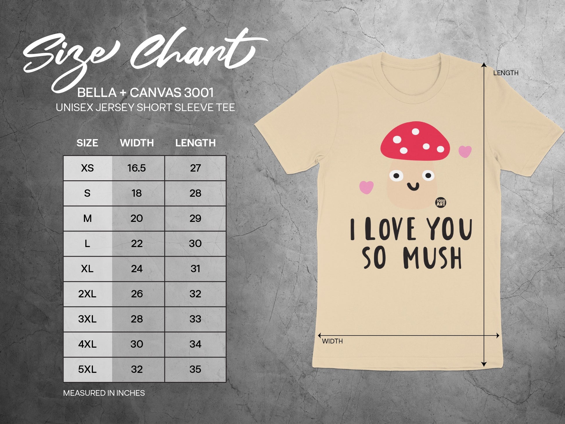 Cute Mushroom I Love You So Mush Tee Shirt