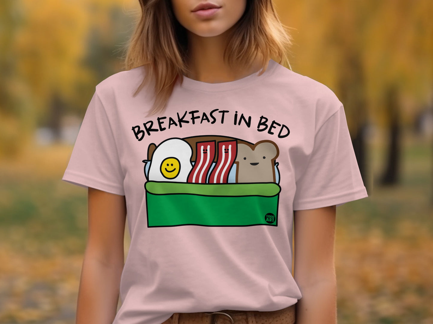 Breakfast in Bed Cute Graphic T-Shirt for Casual Wear product