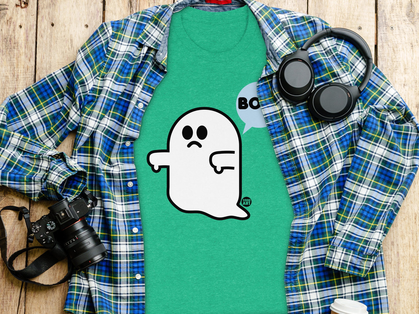 Cute Sad Ghost Saying Boo Graphic T-Shirt product
