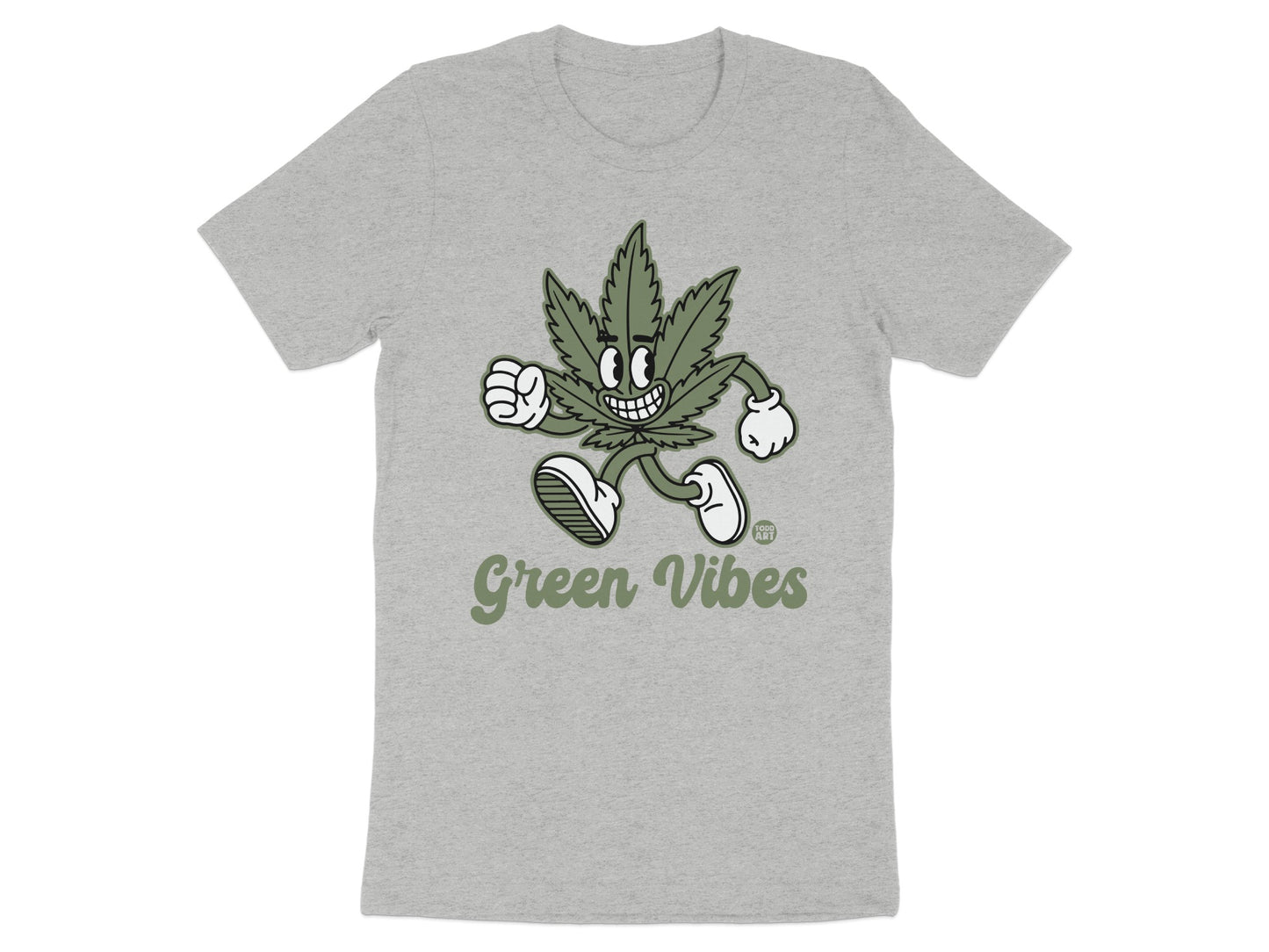 Green Vibes Leaf Character Graphic T-shirt
