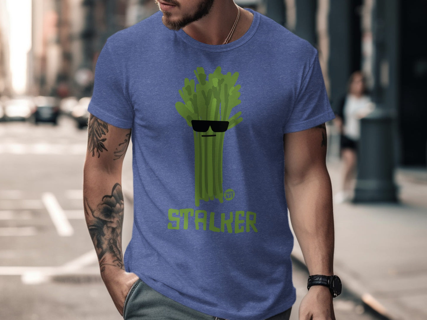 Funny Stalker Celery Graphic Tee Shirt for Veggie Lovers