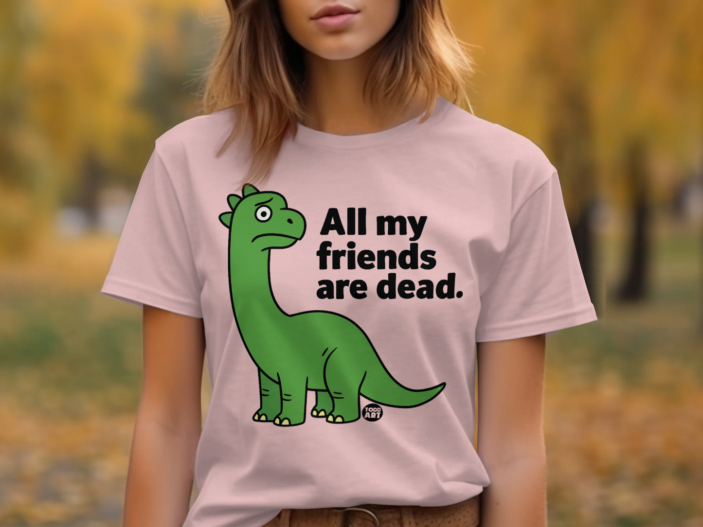 All my friends are dead green dinosaur t-shirt product