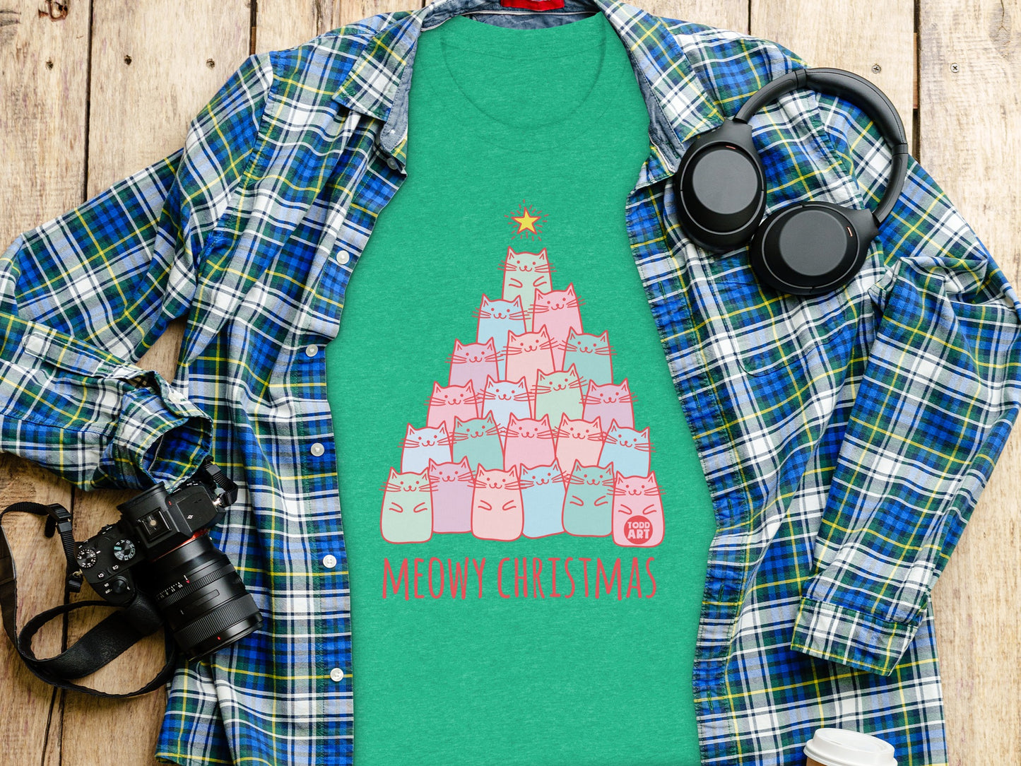 Meowy Christmas Shirt Cute Cat Christmas Tree Shirt product