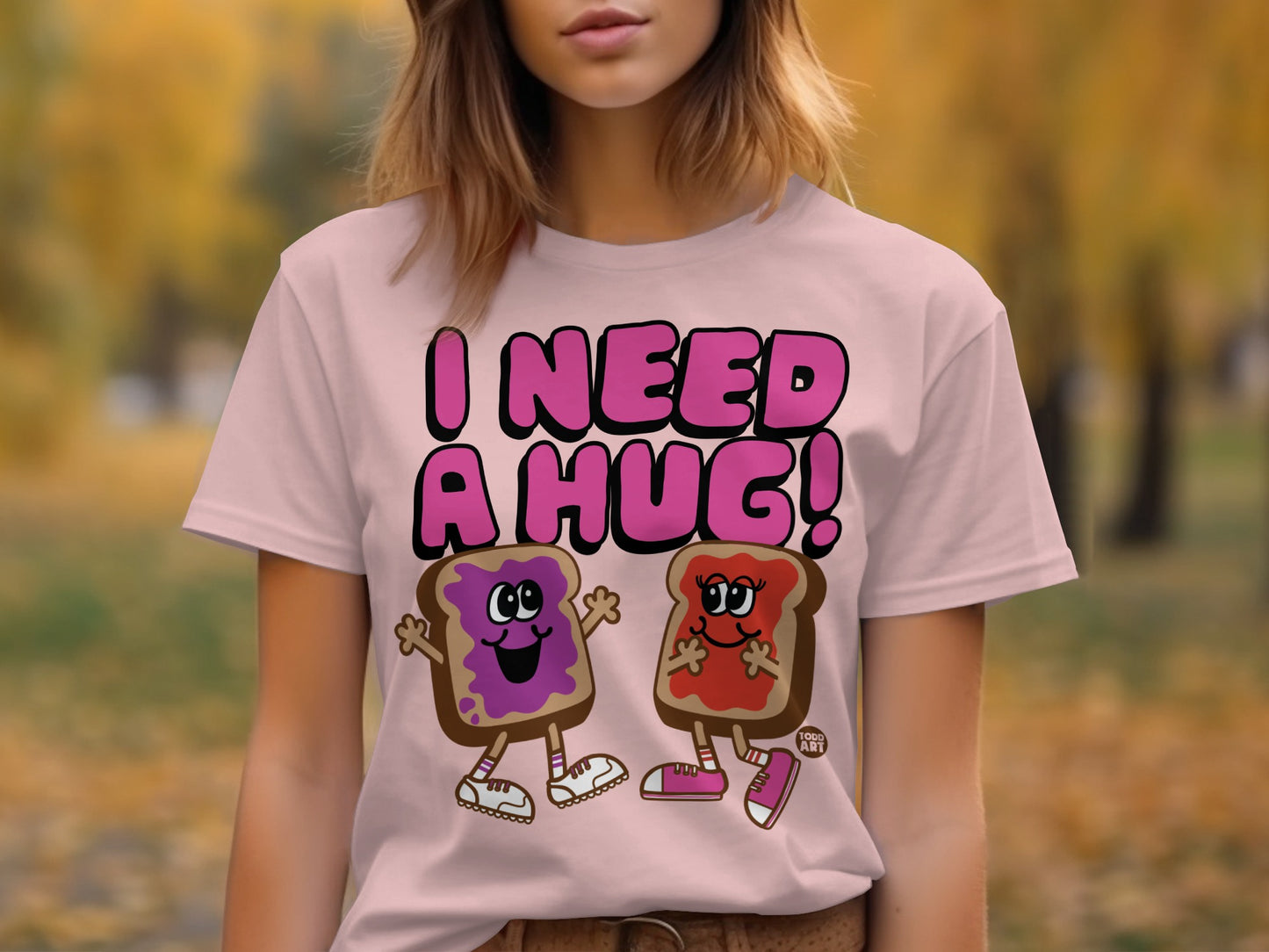 I Need a Hug Toast Cartoon Graphic T-shirt product