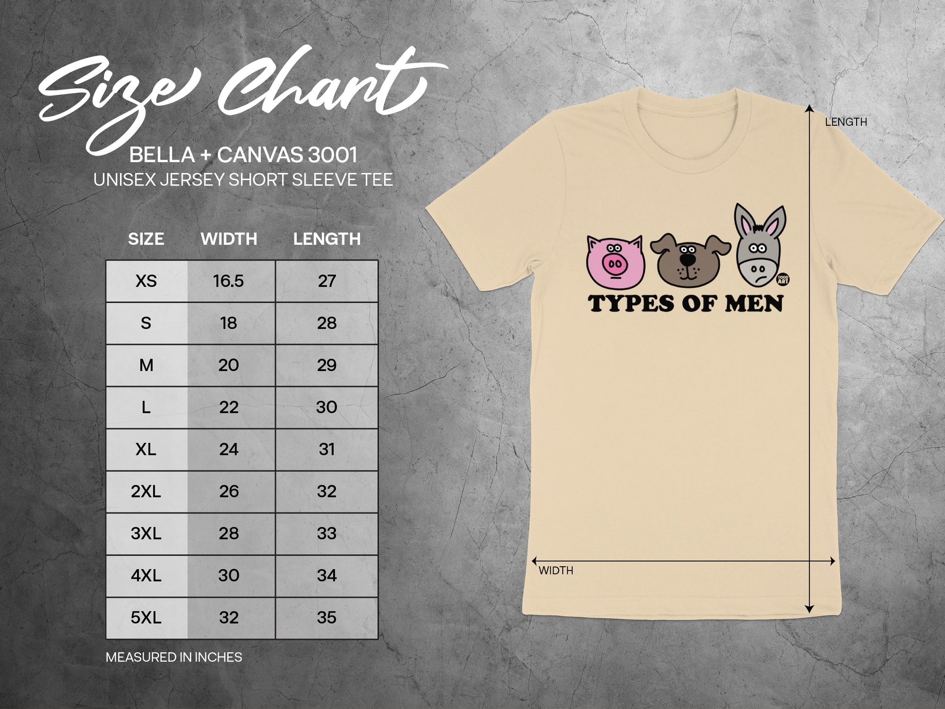 Funny Animal Faces Types of Men Short Sleeve Tee