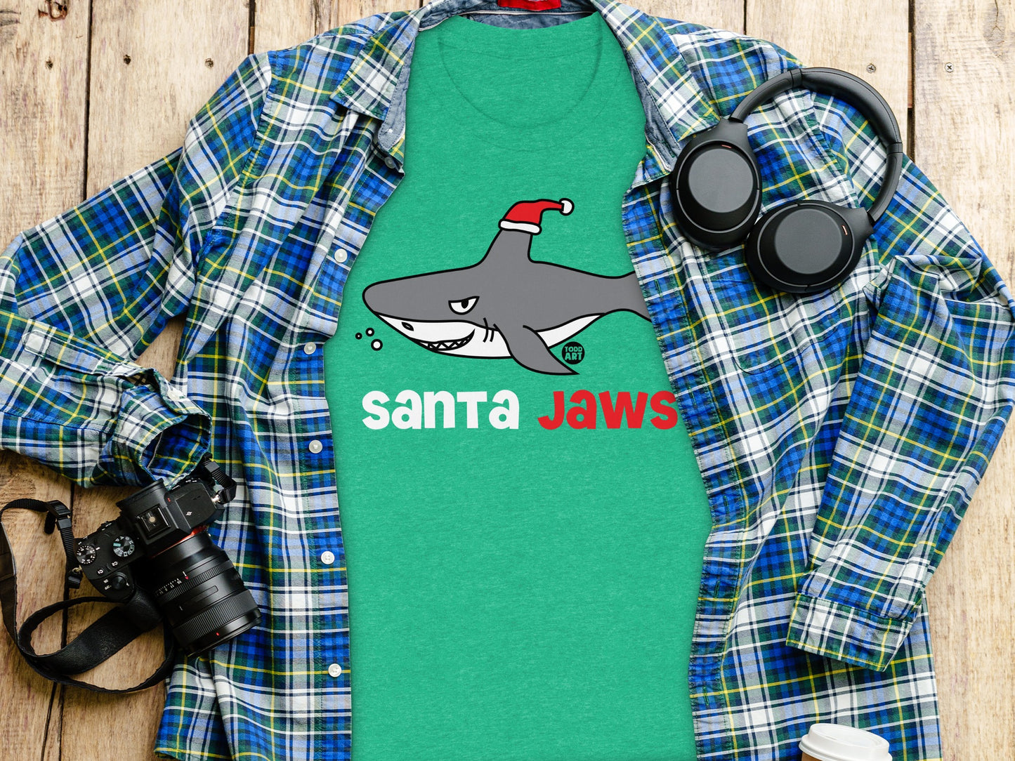 Santa Jaws Shark Graphic T-Shirt Christmas Holiday product