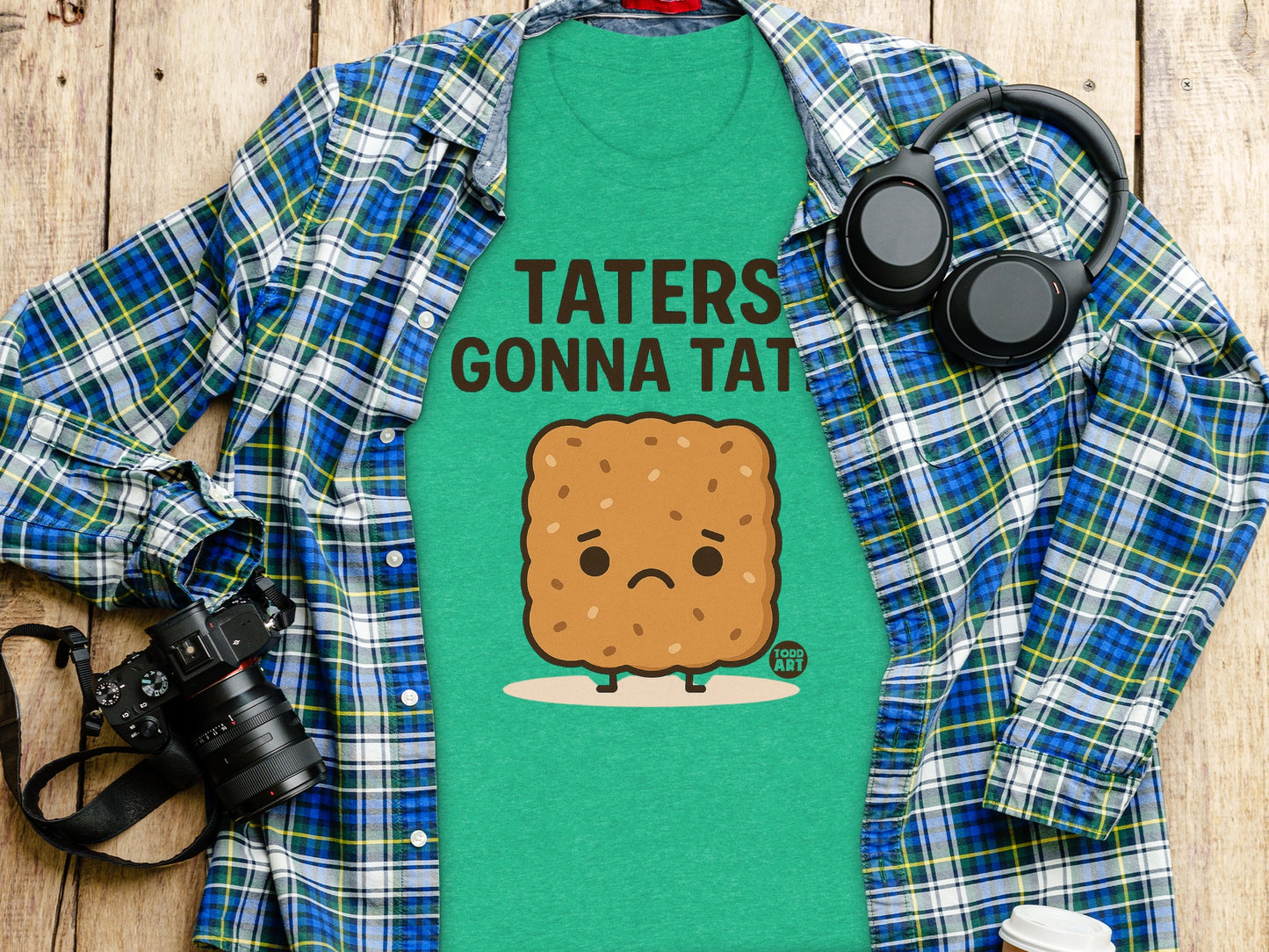 Taters Gonna Tat Graphic Printed Green Shirt product