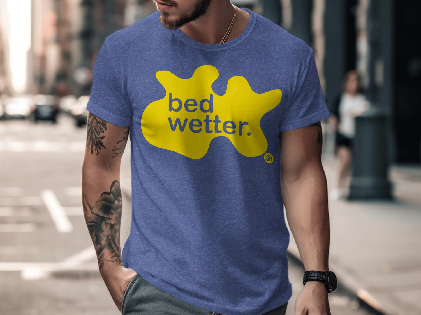 Bed Wetter Graphic Tee with Bold Yellow Design