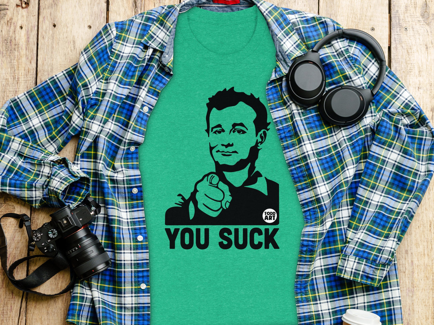 Funny YOU SUCK Graphic Tee in Holiday Green Color
