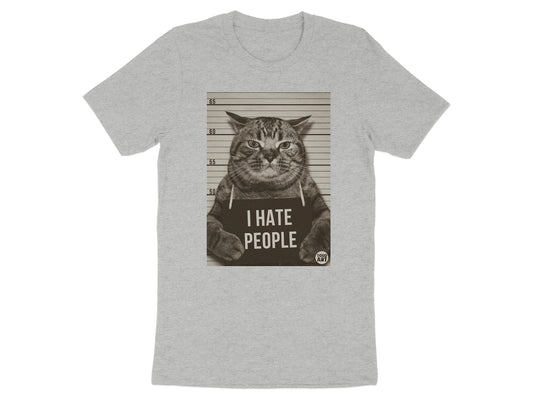 I Hate People Mugshot Cat Graphic Print T-shirt product