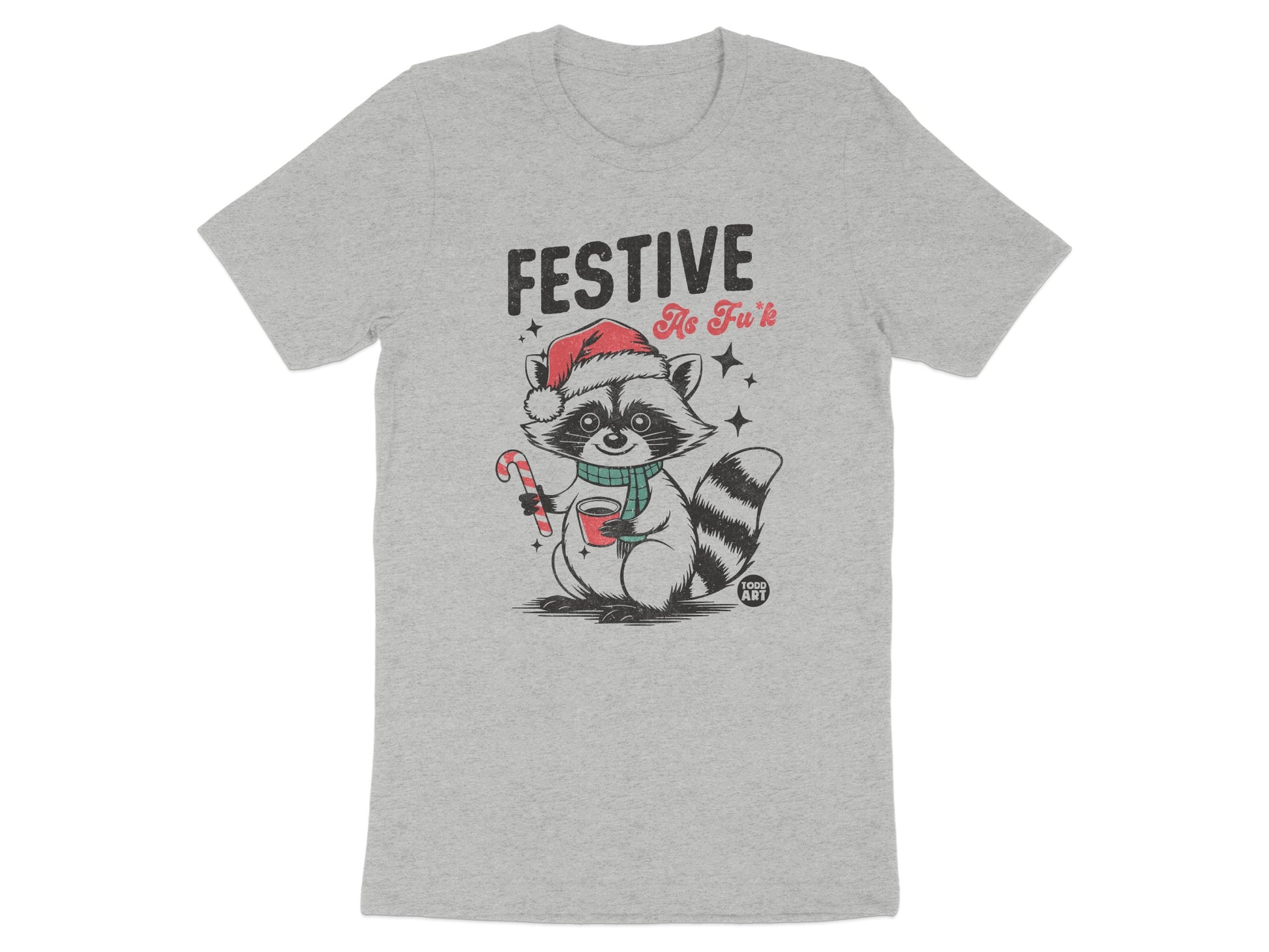 Festive The Fur Raccoon Christmas T-shirt
