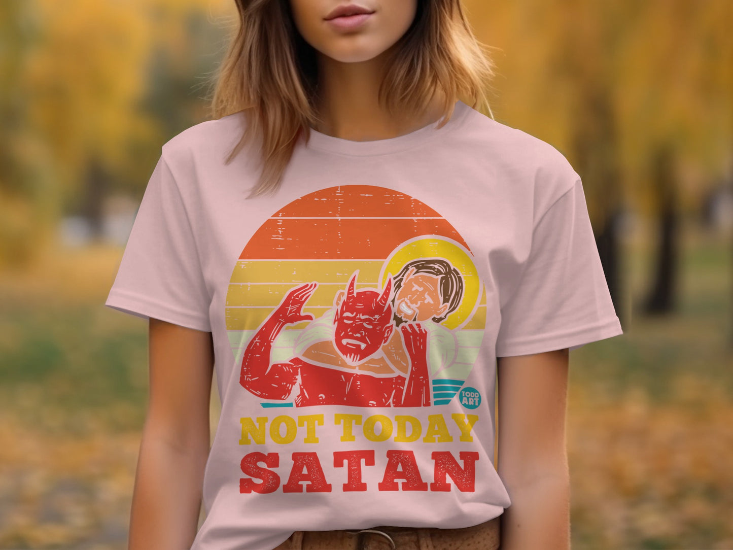 Not Today Satan Retro Graphic T-Shirt product