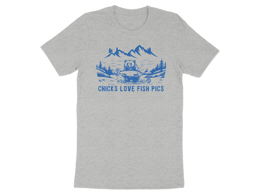 Chicks Love Fish Pics Printed Graphic Tee Shirt product