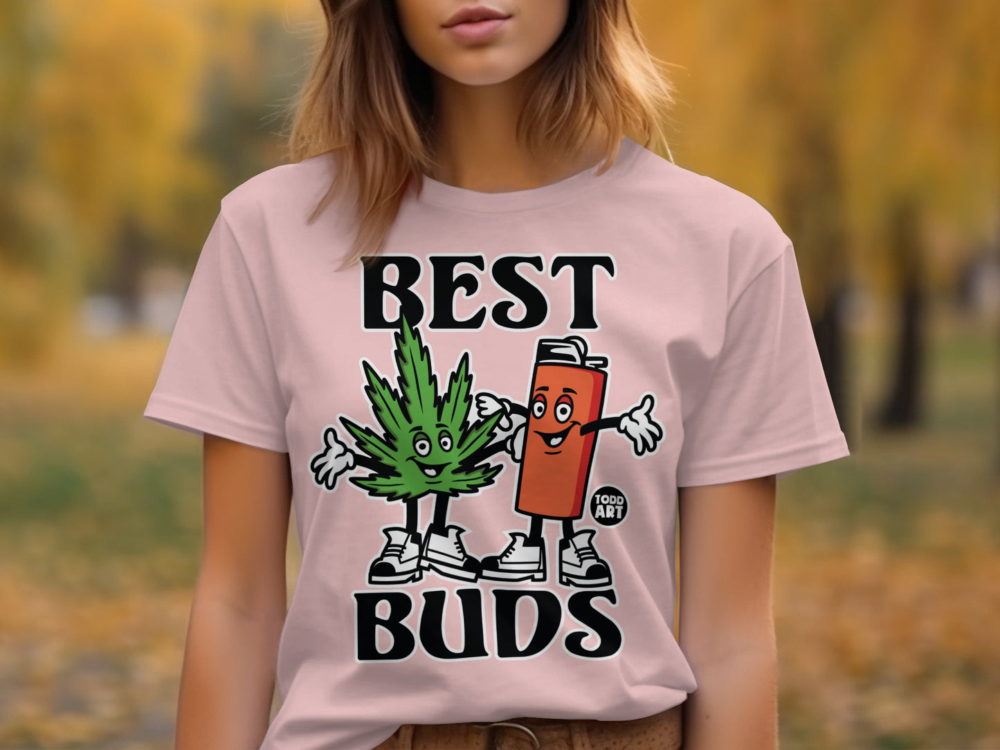 Funny Best Buds Character Graphic T-Shirt