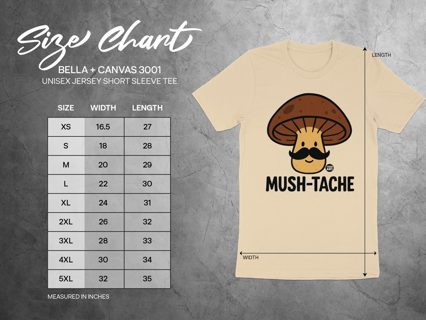 Funny Mustache Mushroom Graphic T-shirt for All Sizes
