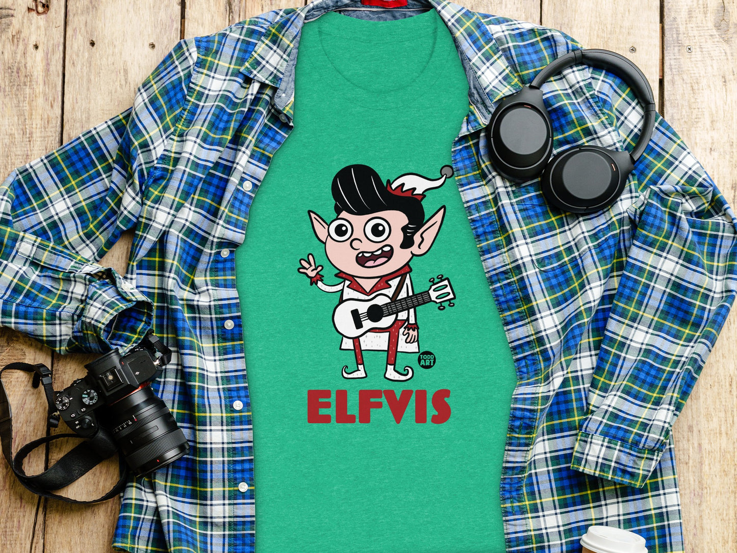 ELFVIS Graphic Print T-shirt for Music Fans Shirt