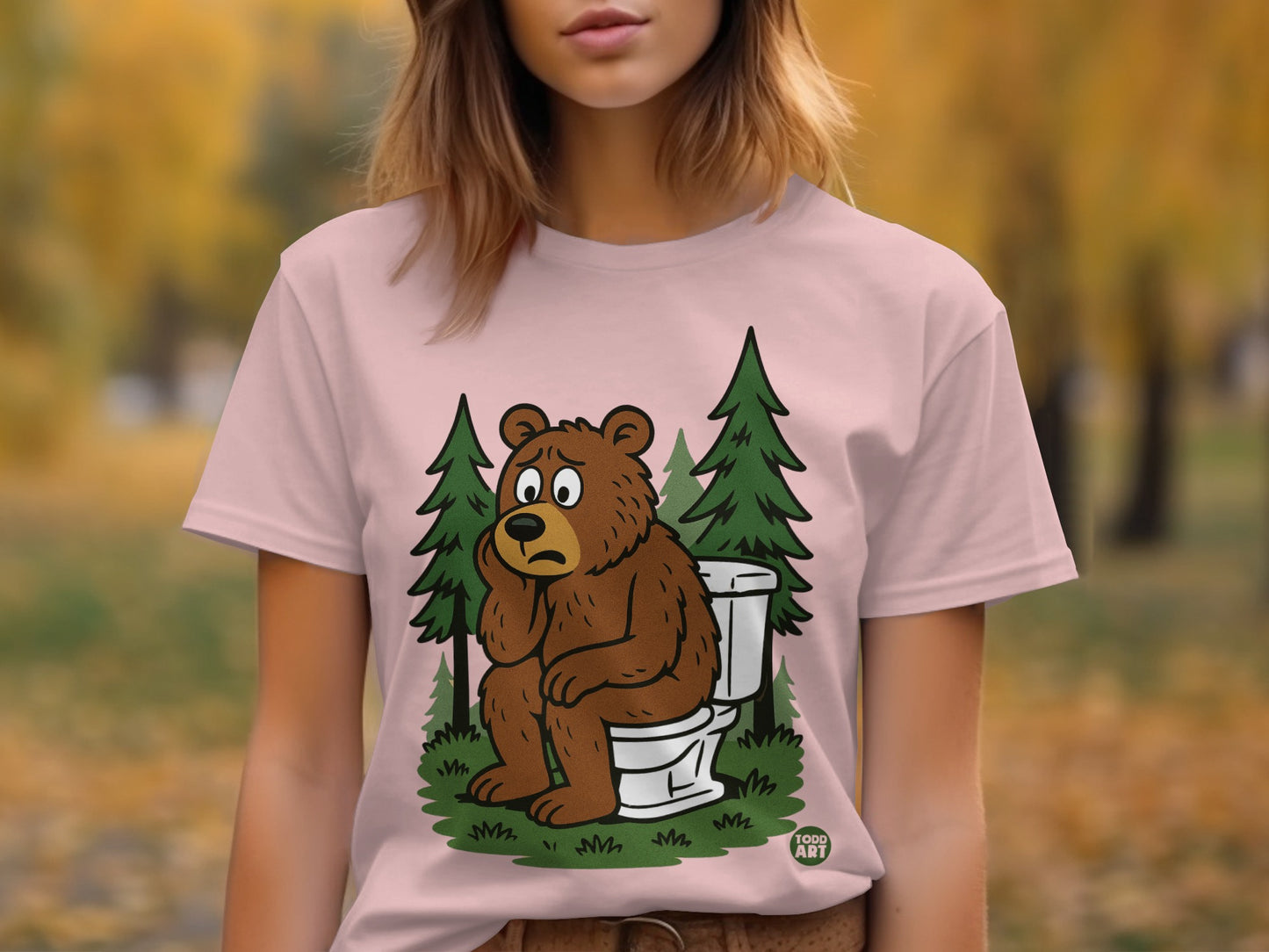 Thoughtful Bear Sitting on Toilet T-shirt product type