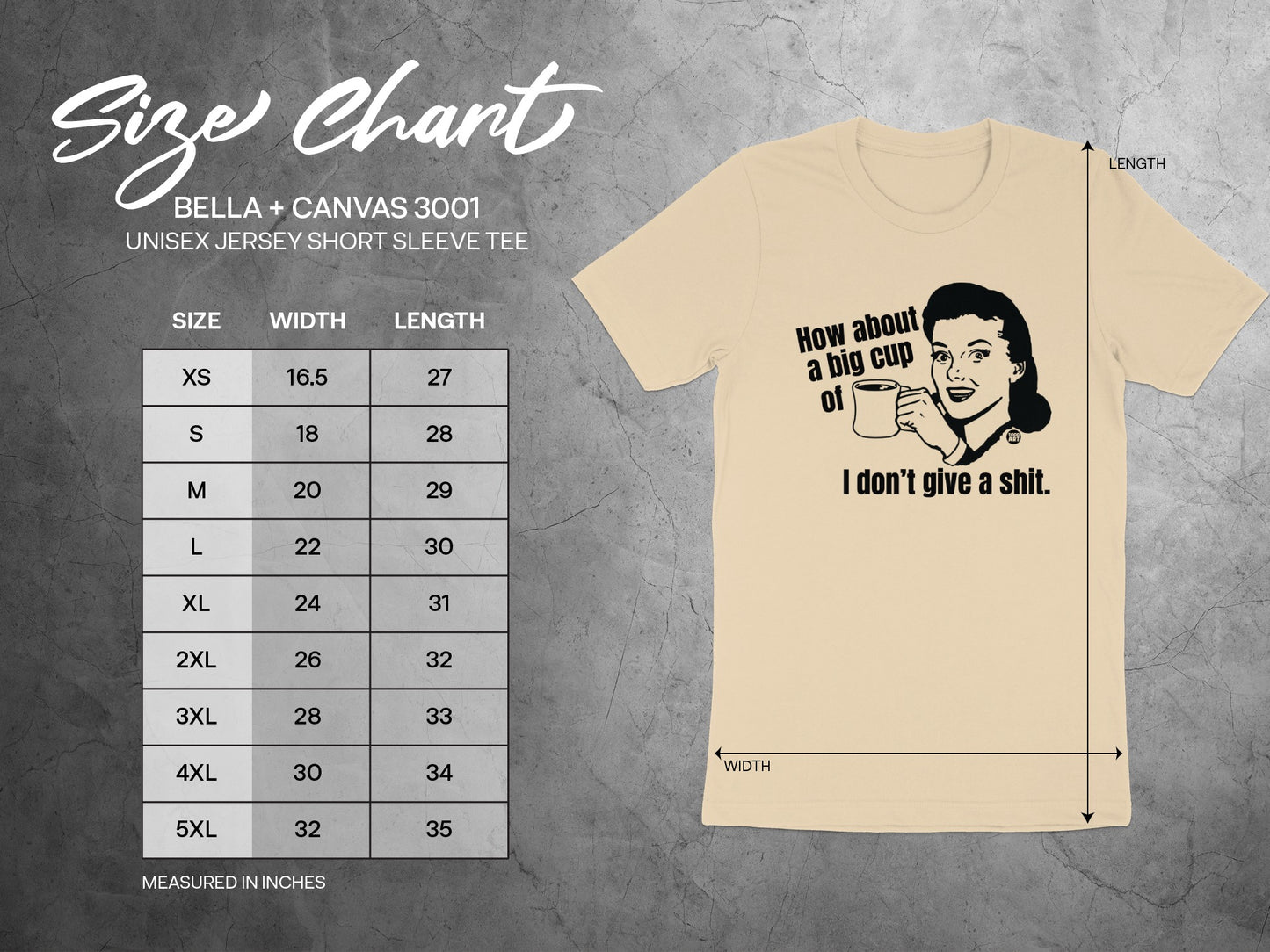 How about a big cup of I don't give a shit tee product