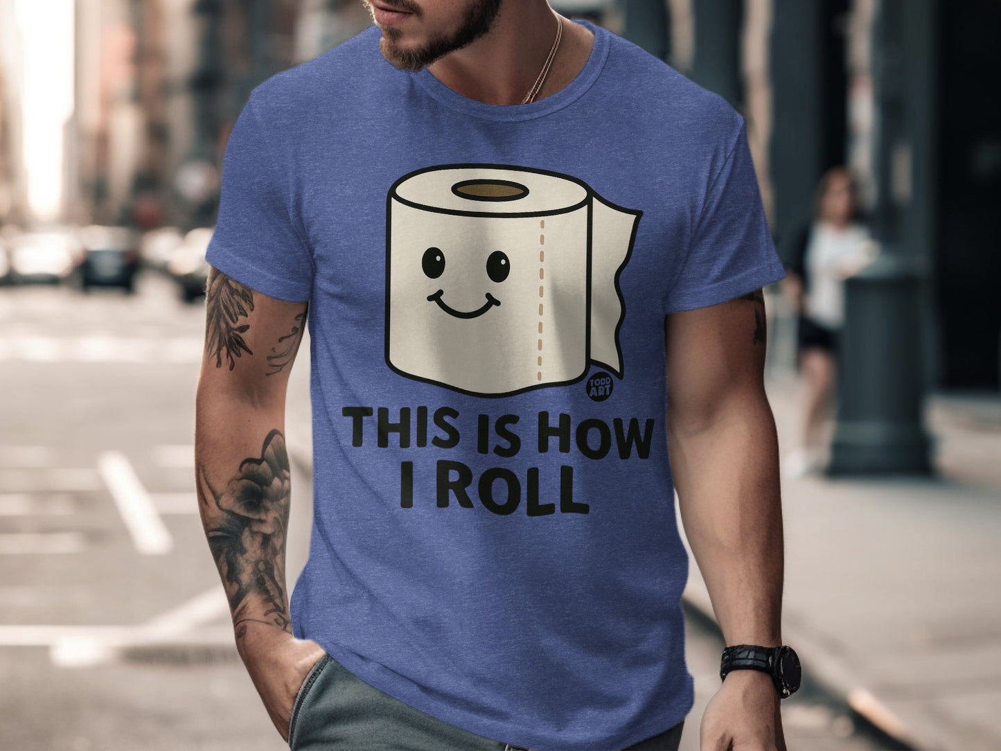 Funny Graphic T-Shirt With Toilet Paper Roll Design