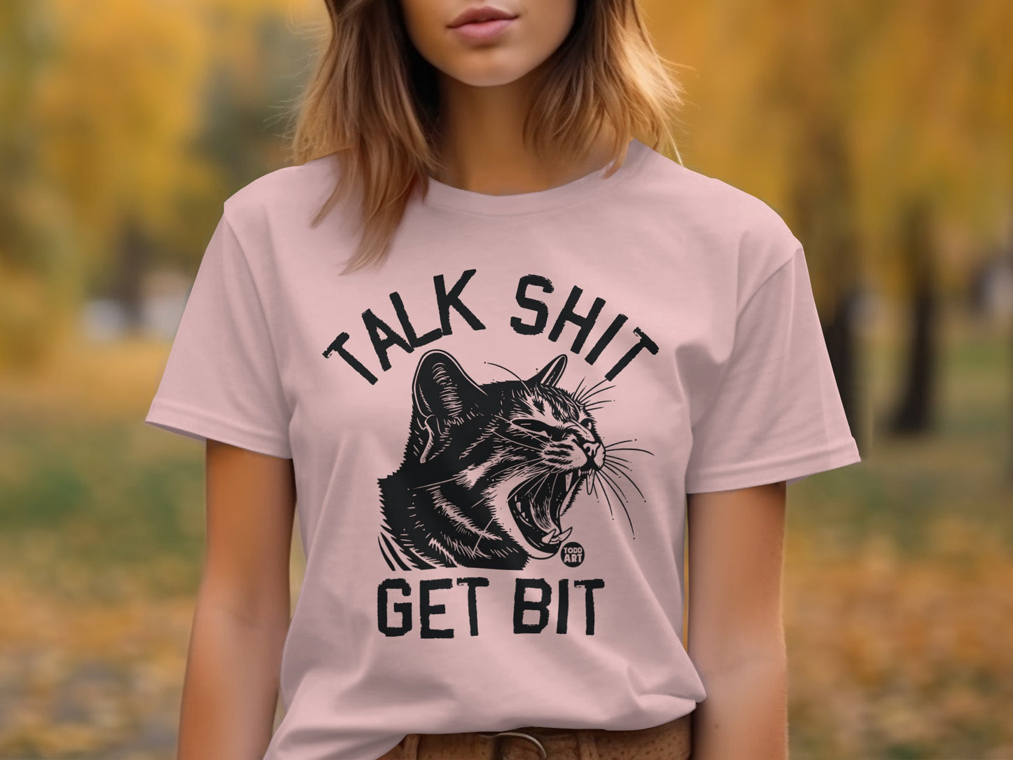 Talk Shit Get Bit Cat Graphic T-shirt product