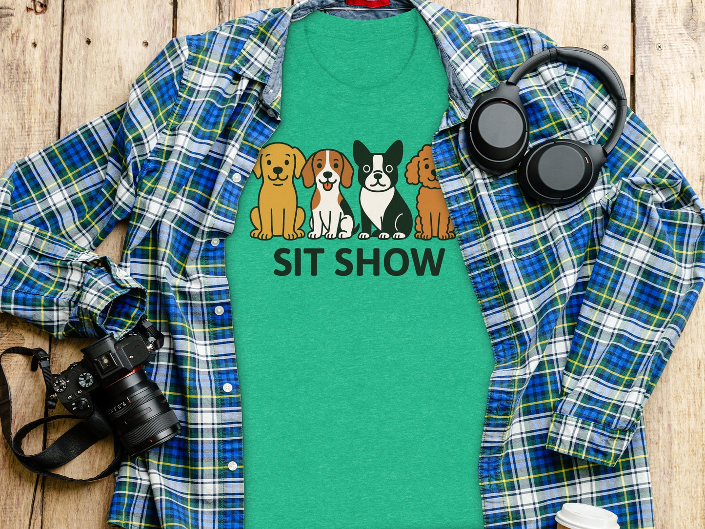 Cute Cartoon Dogs Sit Show Graphic T-Shirt product